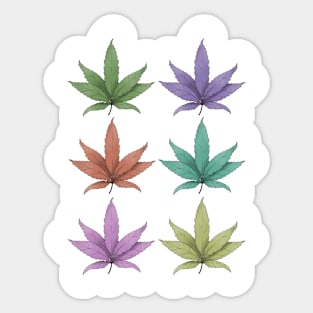 Pastel Rainbow Weed Leaves Sticker